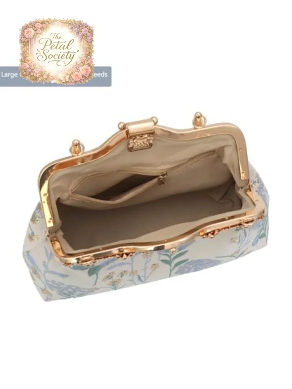 Vintage Chinese Embroidery Jacquard Evening Clutch with Metal Frame